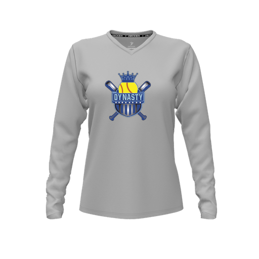 [FTLVCFGY-FYXS-LOGO1] Comfort T-Shirt (Female Youth XS, Gray, V Neck, Logo 1, Long Sleeve)