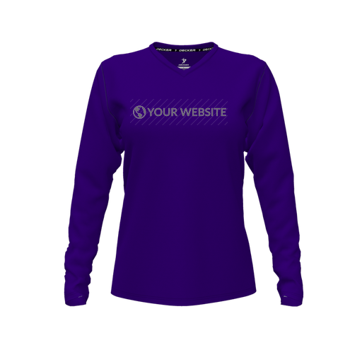 [FTLVCFPP-FYXS-LOGO3] Comfort T-Shirt (Female Youth XS, Purple, V Neck, Logo 3, Long Sleeve)