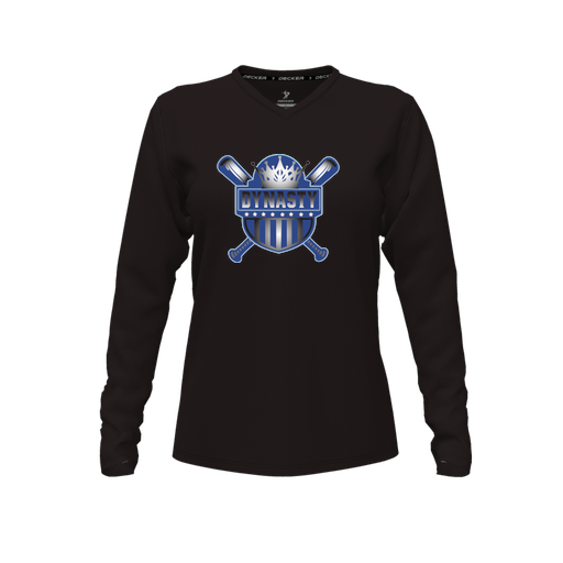 [CUS-DFW-TEES-PER-VNK-LSL-BLK-FYXS-LOGO2] Performance T-Shirt (Female Youth XS, Black, V Neck, Logo 2, Long Sleeve)